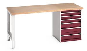 41004119.** Bott Cubio Pedestal Bench with MPX Top & 6 Drawers - 2000mm Wide  x 900mm Deep x 940mm High. Workbench consists of the following components for easy self assembly:...